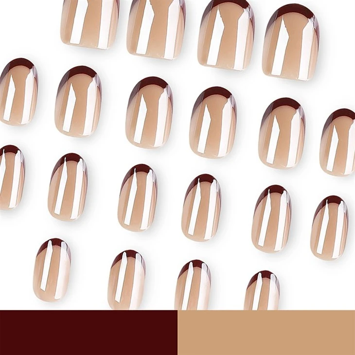 Brown Chrome French Tip Press On Nails best